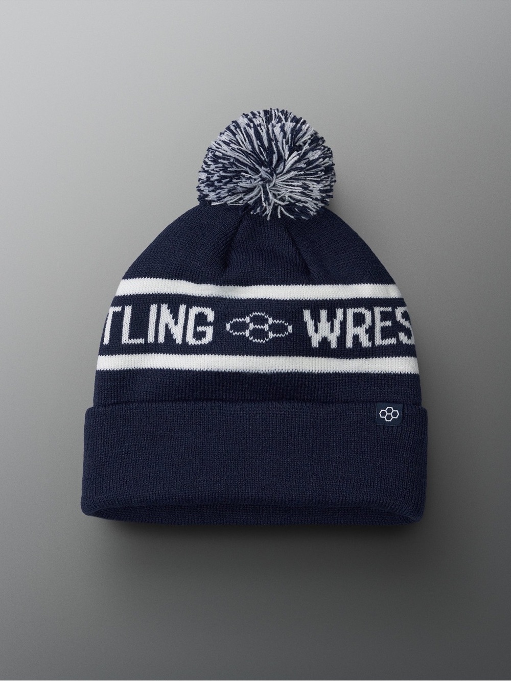 NWT RUDIS TWO-TONE POM-POM BEANIE - NAVY BLUE/WHITE One Size